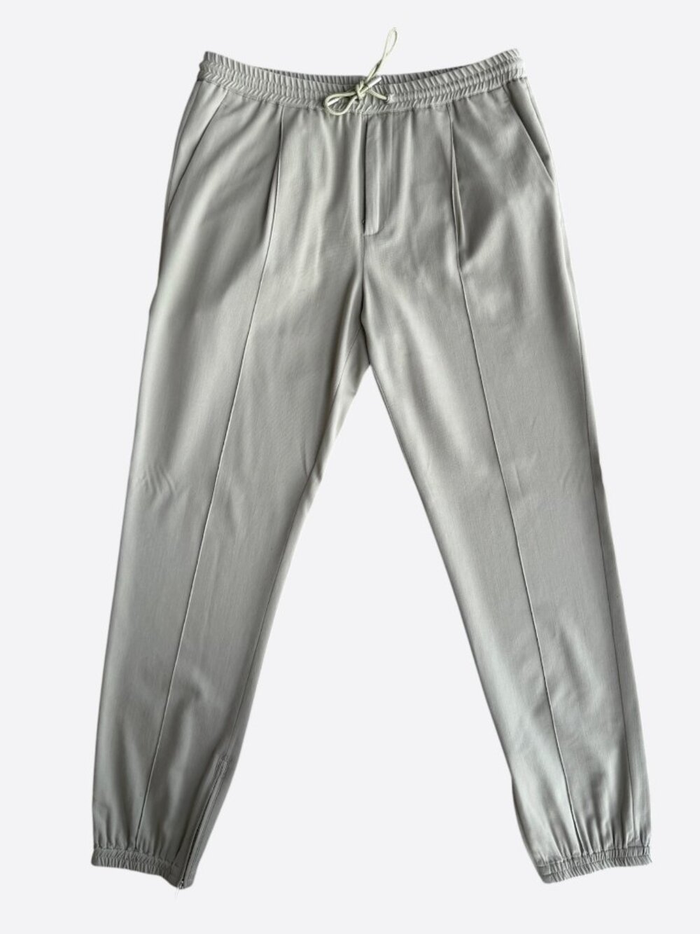 Dior Beige Pleated Wool Jogger Pants